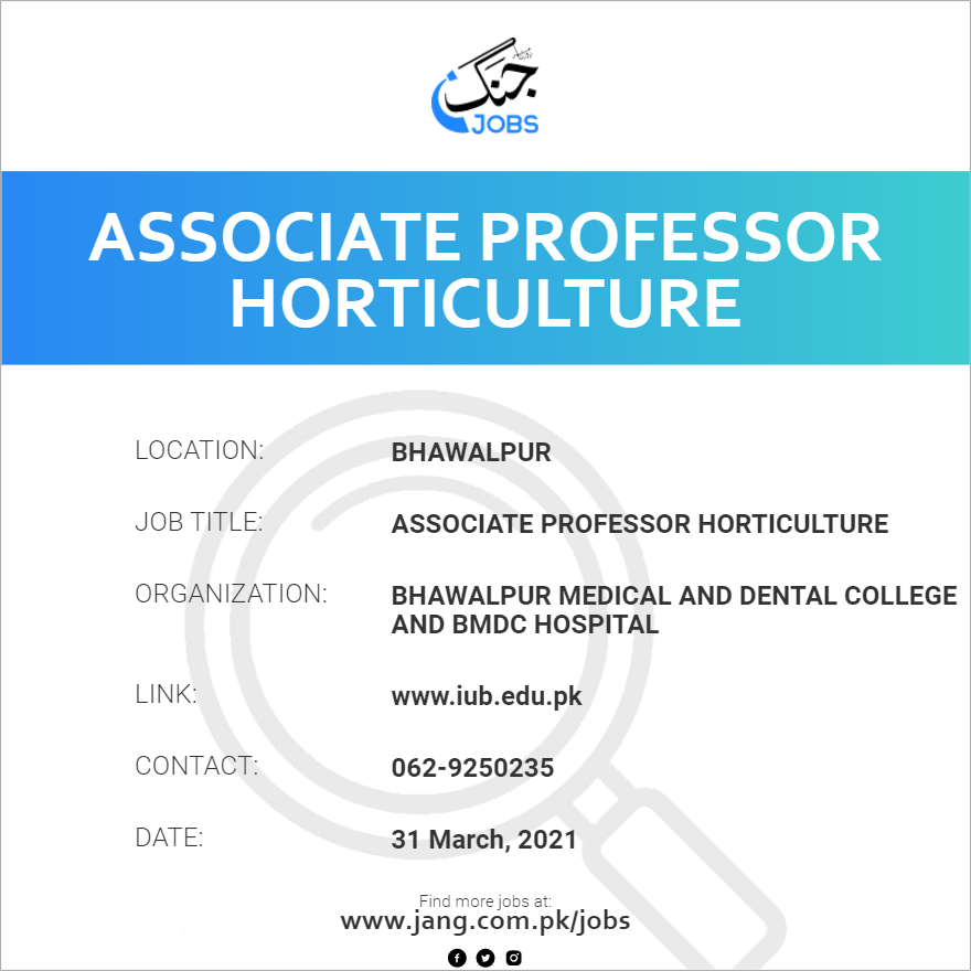 Associate Professor Horticulture