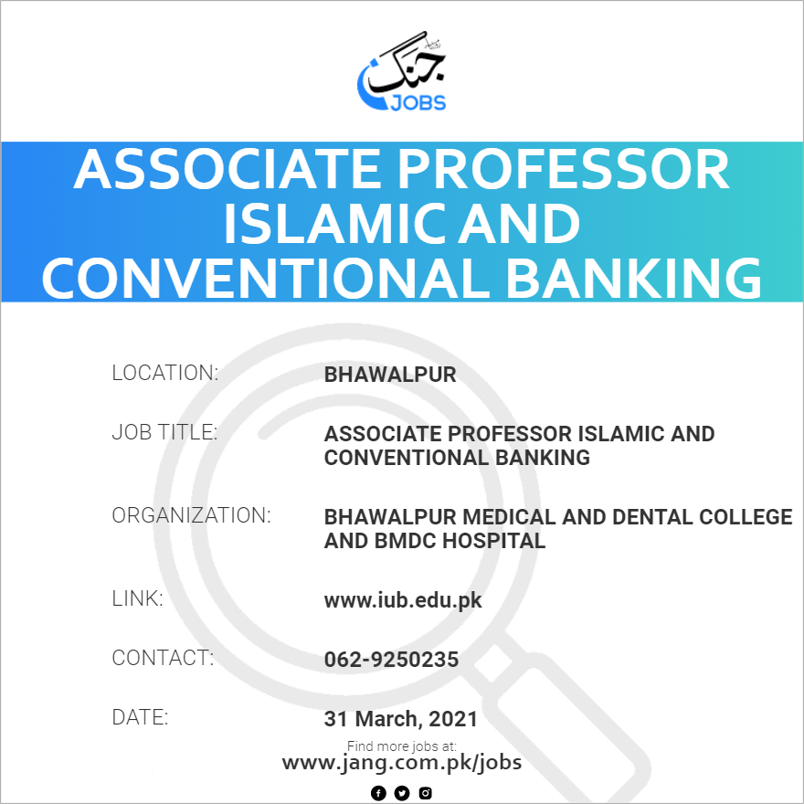 Associate Professor Islamic And Conventional Banking