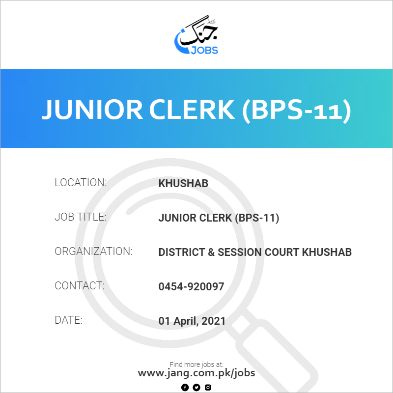 Junior Clerk (BPS-11)