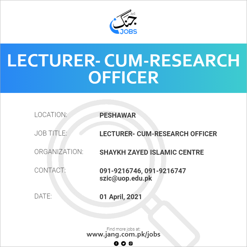 Lecturer- cum-Research Officer