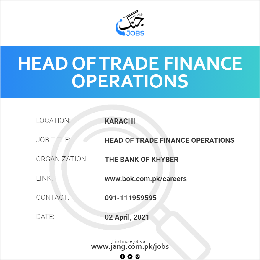 Head Of Trade Finance Operations