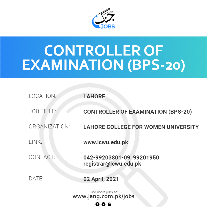 Controller Of Examination (BPS-20)