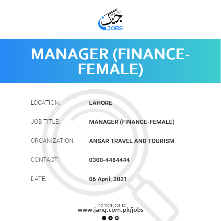 Manager (Finance-Female)