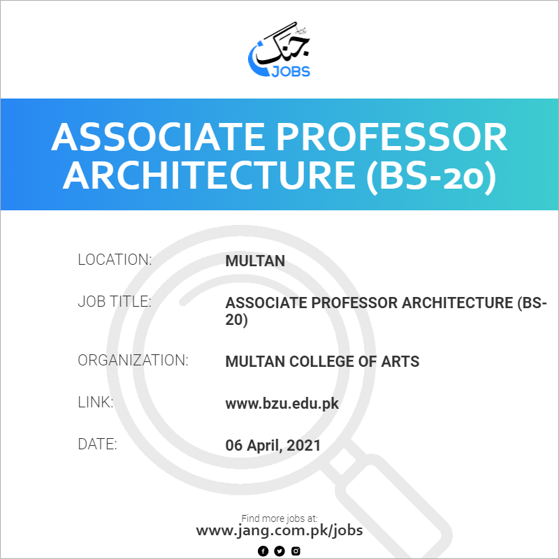Associate Professor Architecture (BS-20)