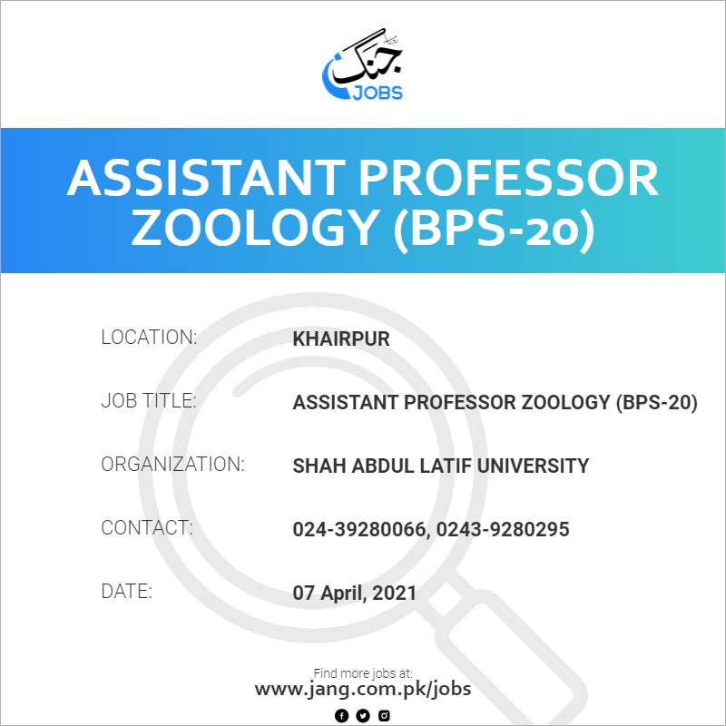 Assistant Professor Zoology (BPS-20)