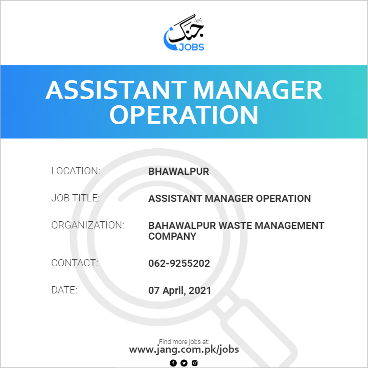 Assistant Manager Operation