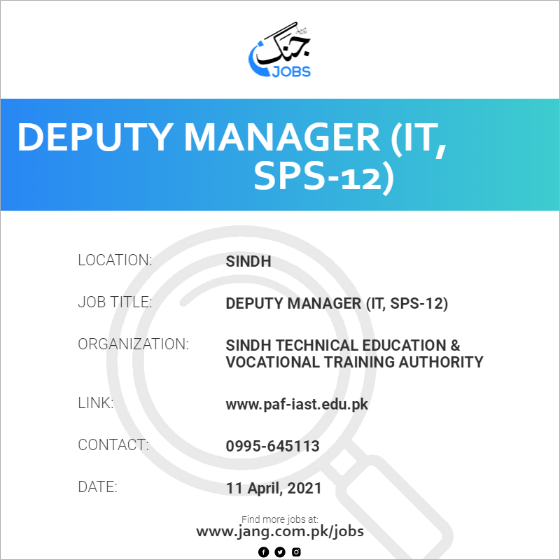 Deputy Manager (IT, SPS-12)