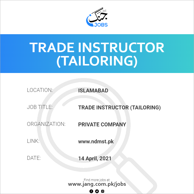 Trade Instructor (Tailoring)