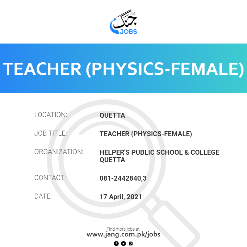 Teacher (Physics-Female)