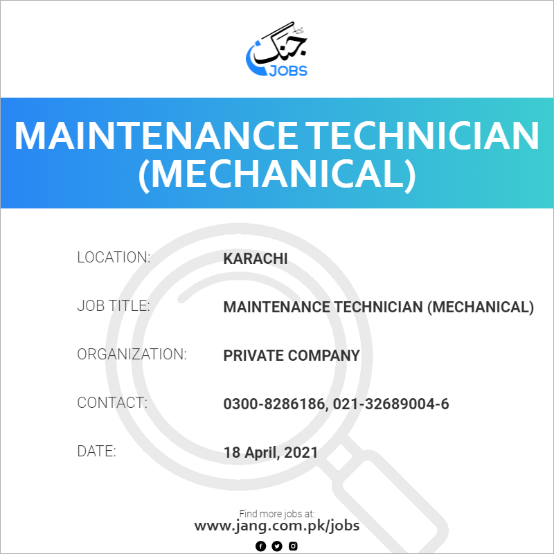 Maintenance Technician Mechanical Job Private Company Jobs In   7145 123314 Card 