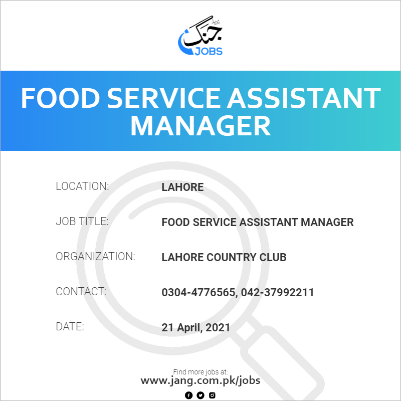 Food Service Assistant Manager