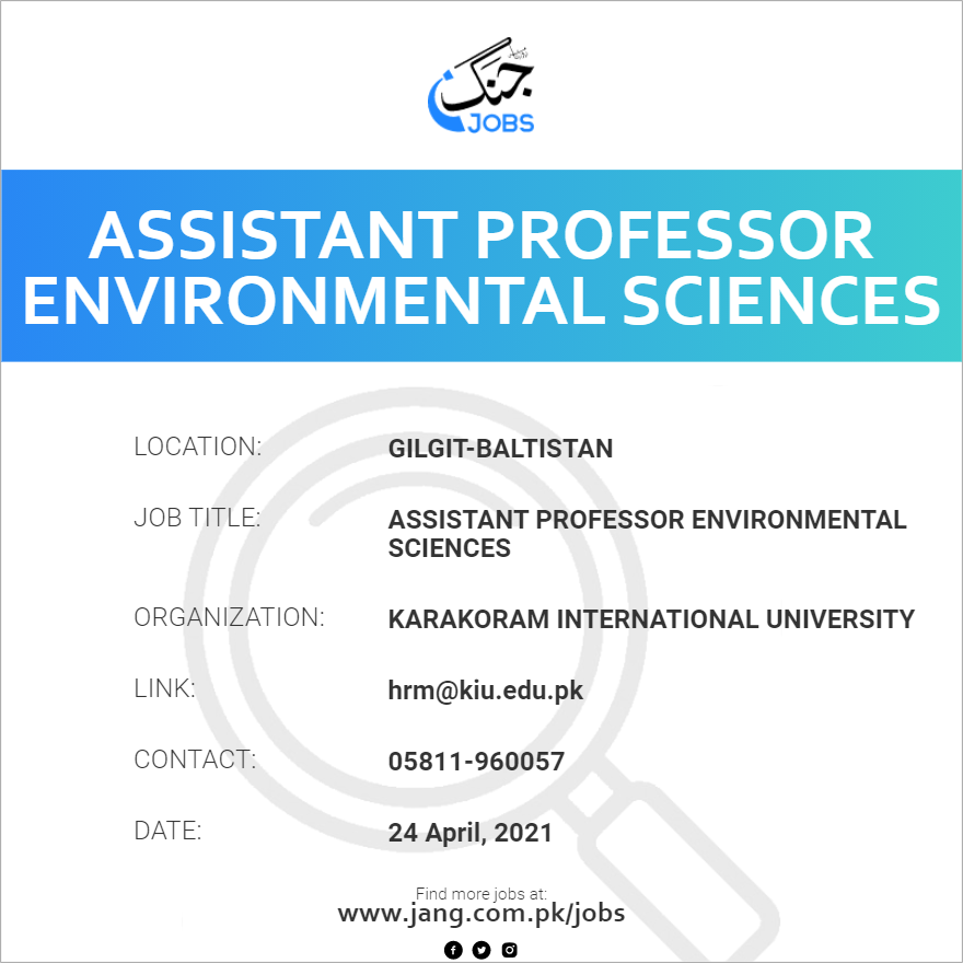 Assistant Professor Environmental Sciences