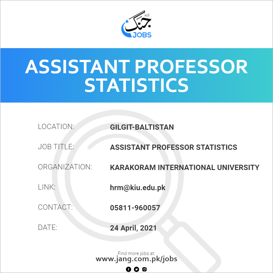 Assistant Professor Statistics