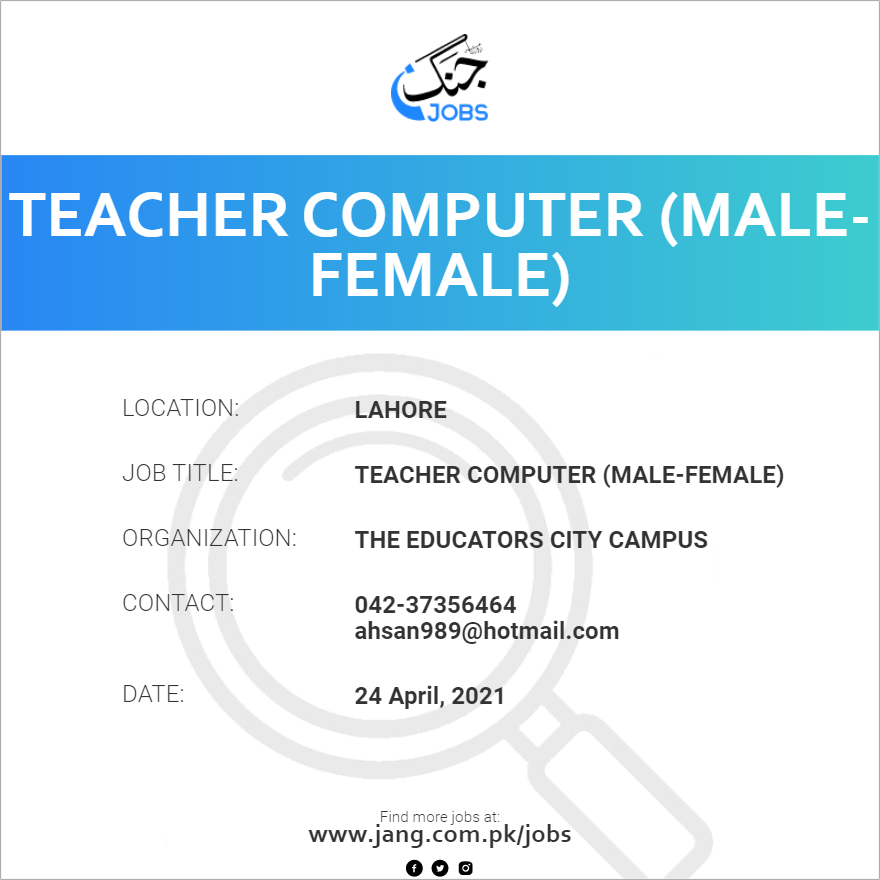 Teacher Computer (Male-Female)