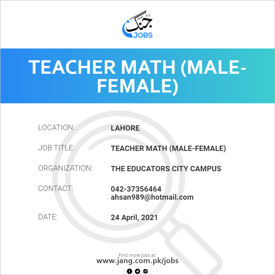 Teacher Math (Male-Female)