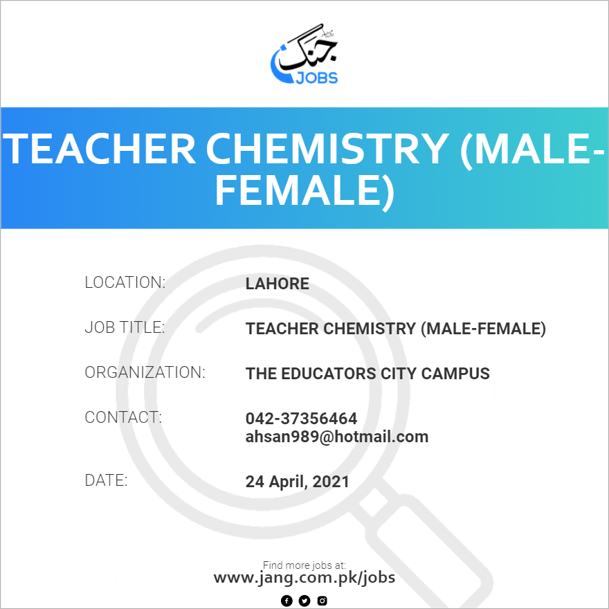 Teacher Chemistry (Male-Female)