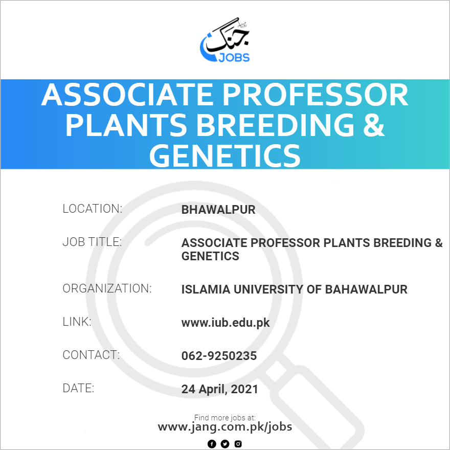 Associate Professor Plants Breeding & Genetics