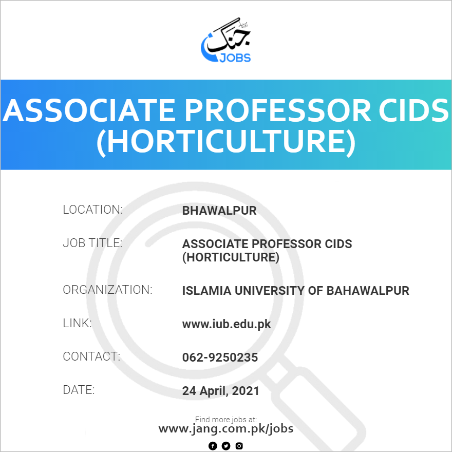 Associate Professor CIDS (Horticulture)