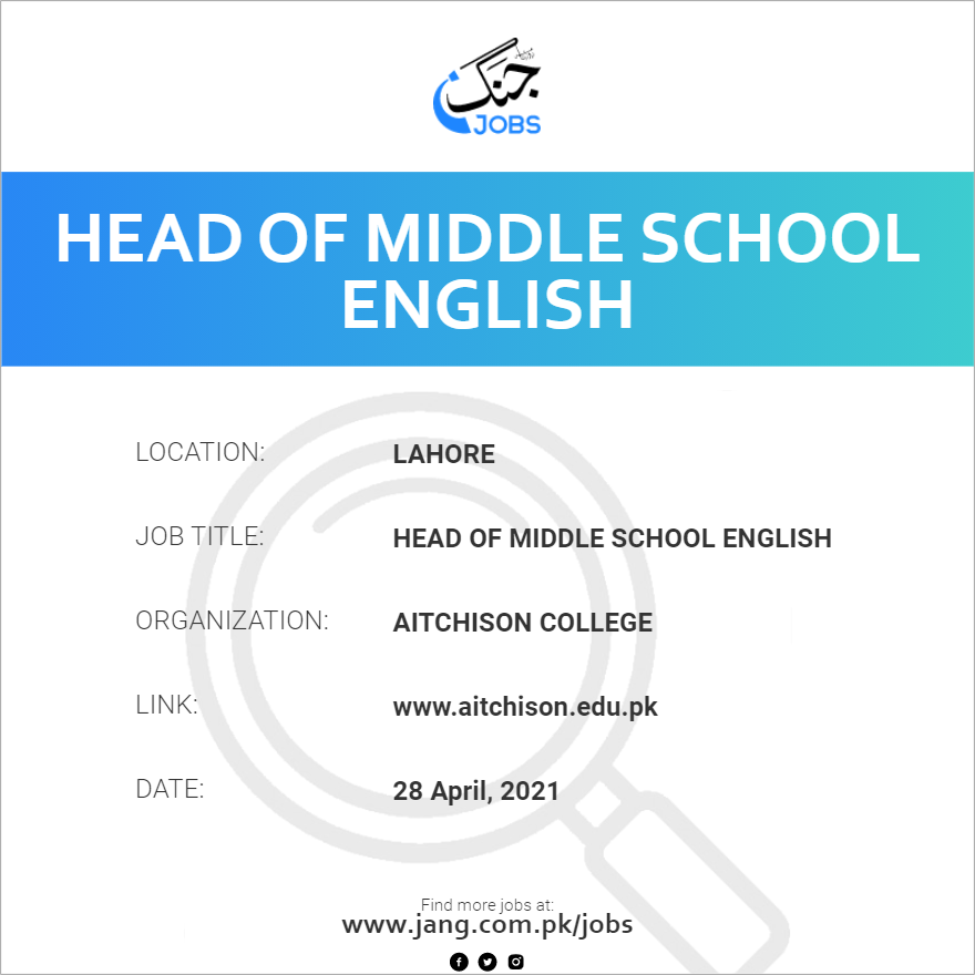 Head Of Middle School english