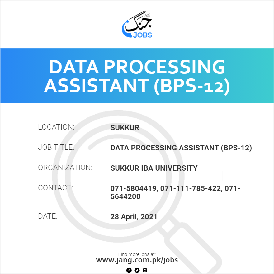 Data Processing Assistant (BPS-12)