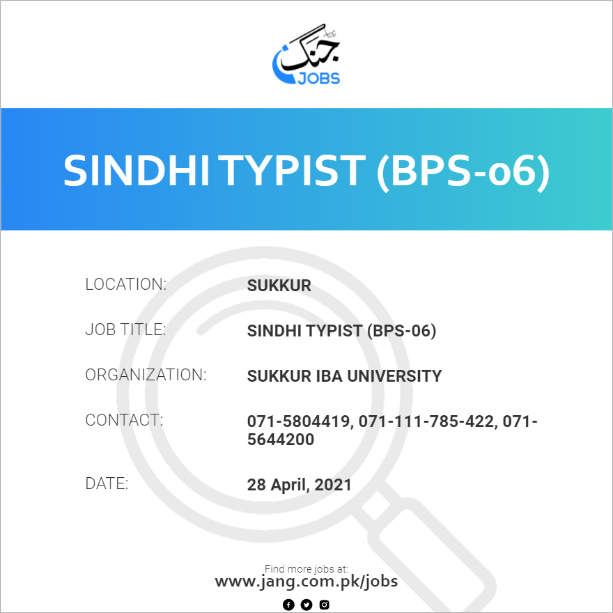 Sindhi Typist (BPS-06)