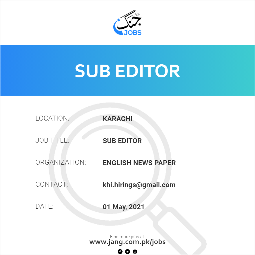 news editor jobs in karachi