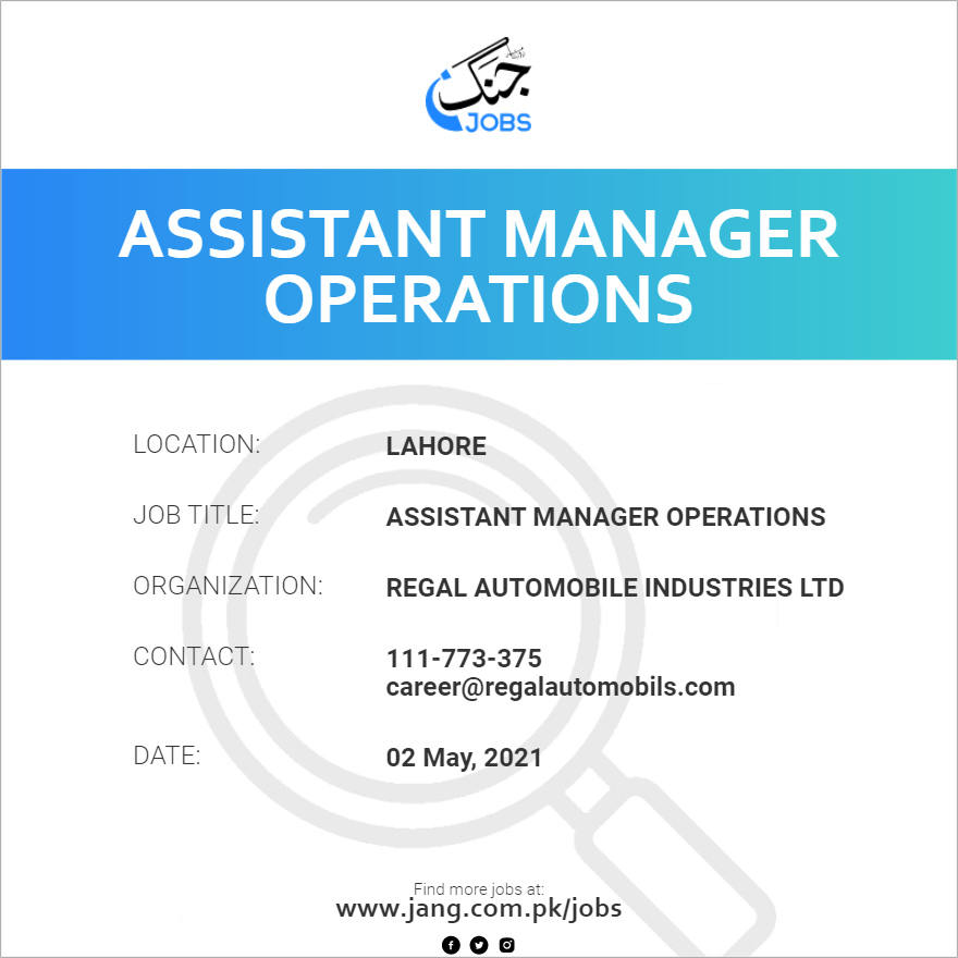 Assistant Manager Operations 