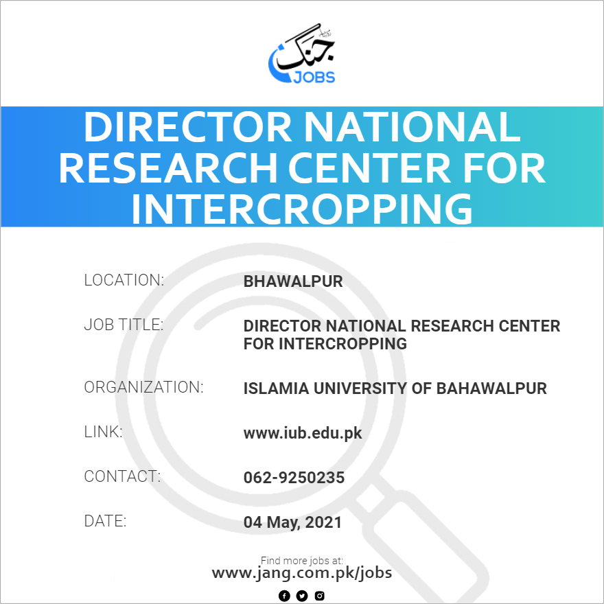 Director National Research Center For Intercropping