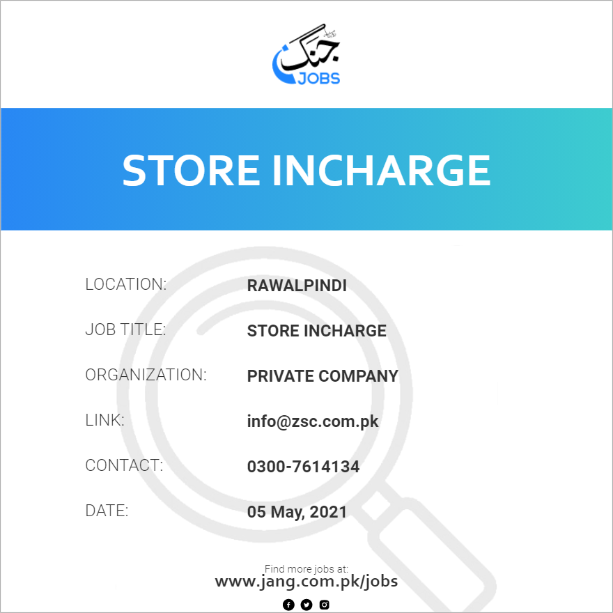 store-incharge-job-private-company-jobs-in-rawalpindi-8383