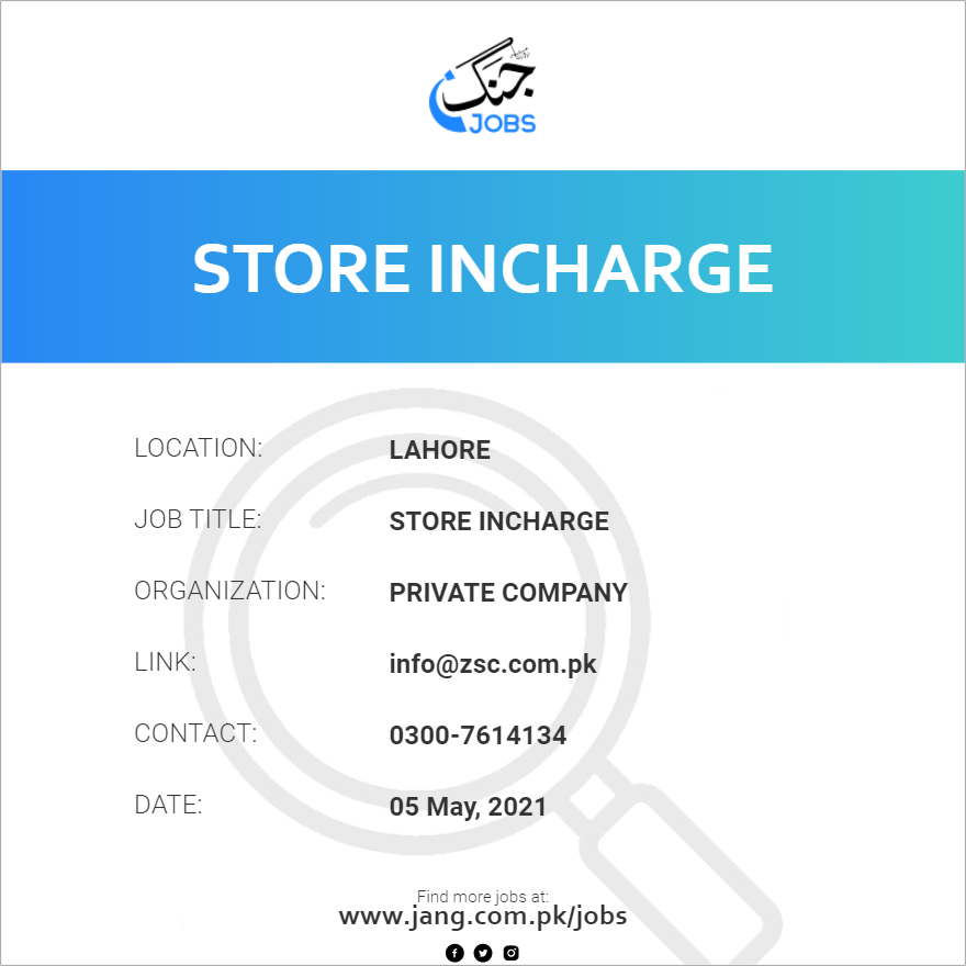 Store Incharge