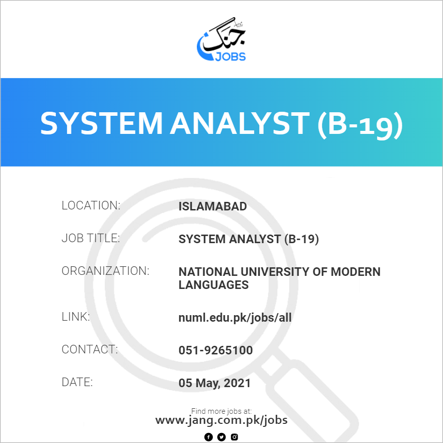 System Analyst (B-19)