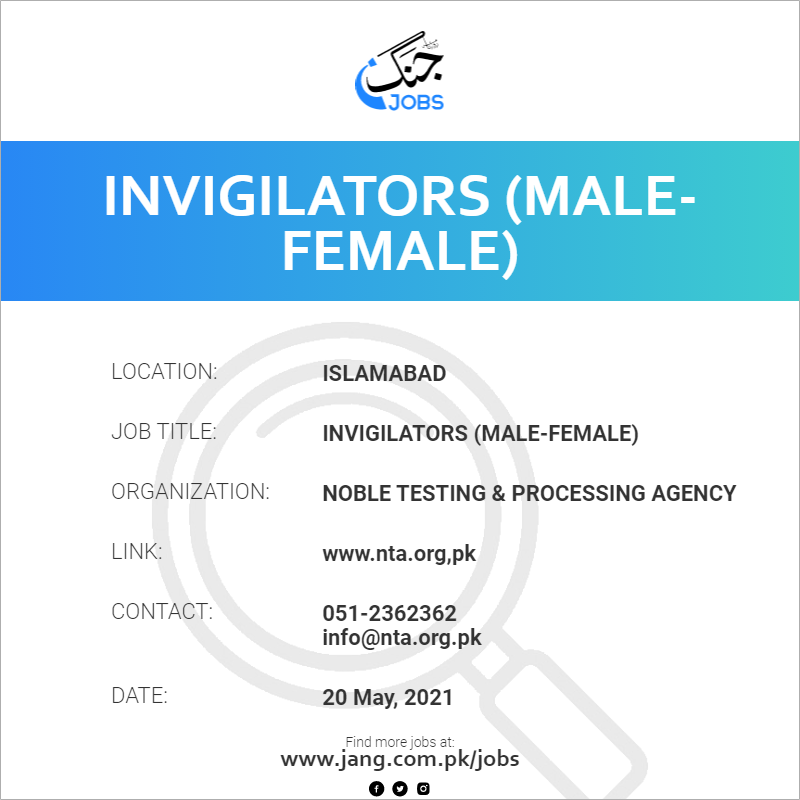 Invigilators (Male-Female)