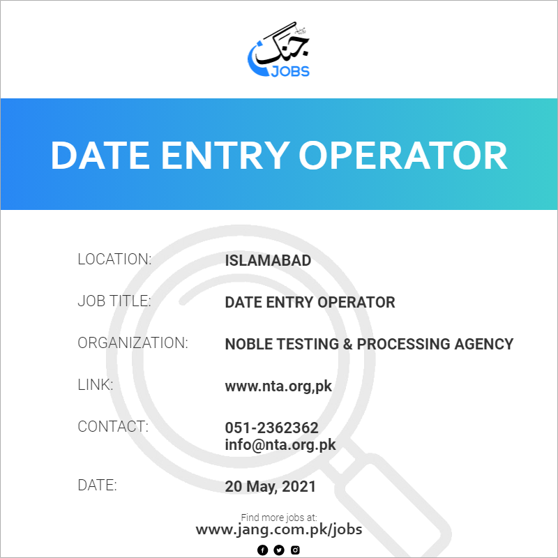 Date Entry Operator