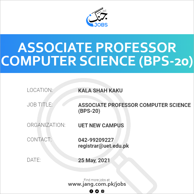 Associate Professor Computer Science (BPS-20)