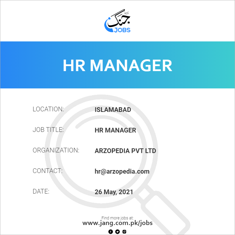 hr-manager-job-arzopedia-pvt-ltd-jobs-in-islamabad-9535