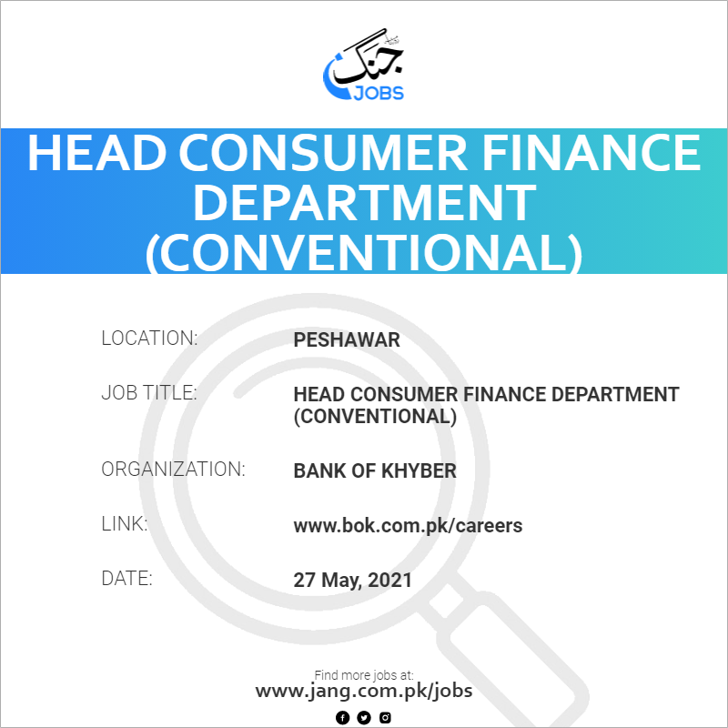 Head Consumer Finance Department (Conventional)