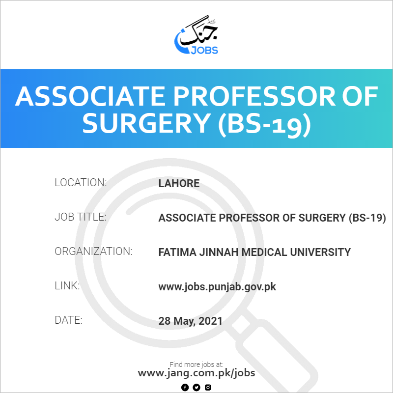 Associate Professor Of Surgery (BS-19)