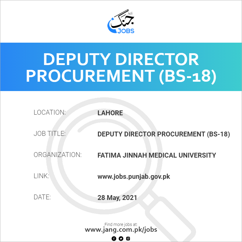 Deputy Director Procurement (BS-18)