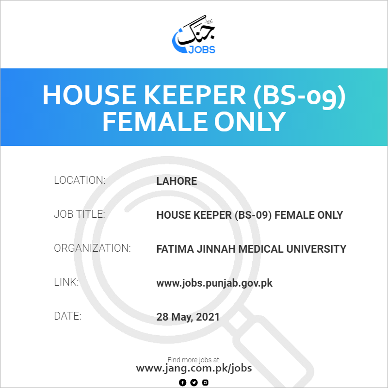 House Keeper (BS-09) Female Only