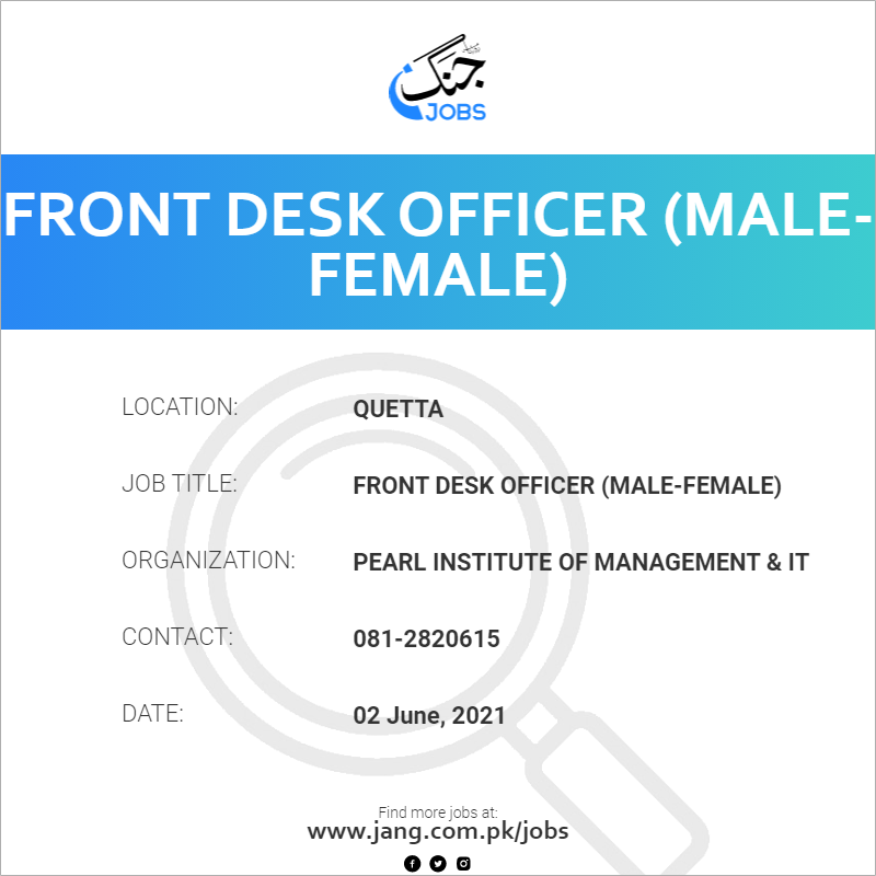 Front Desk Officer (Male-Female)