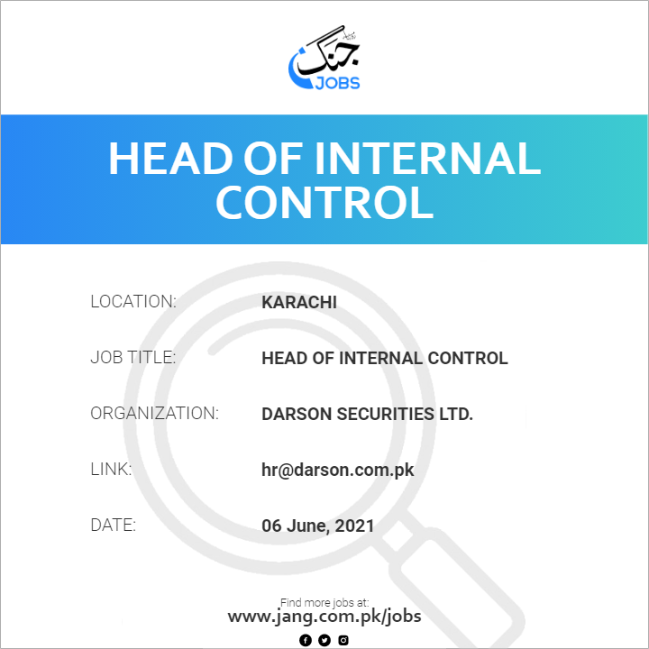 Head Of Internal Control