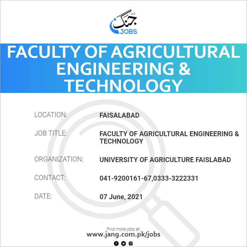 Faculty Of Agricultural Engineering & Technology 