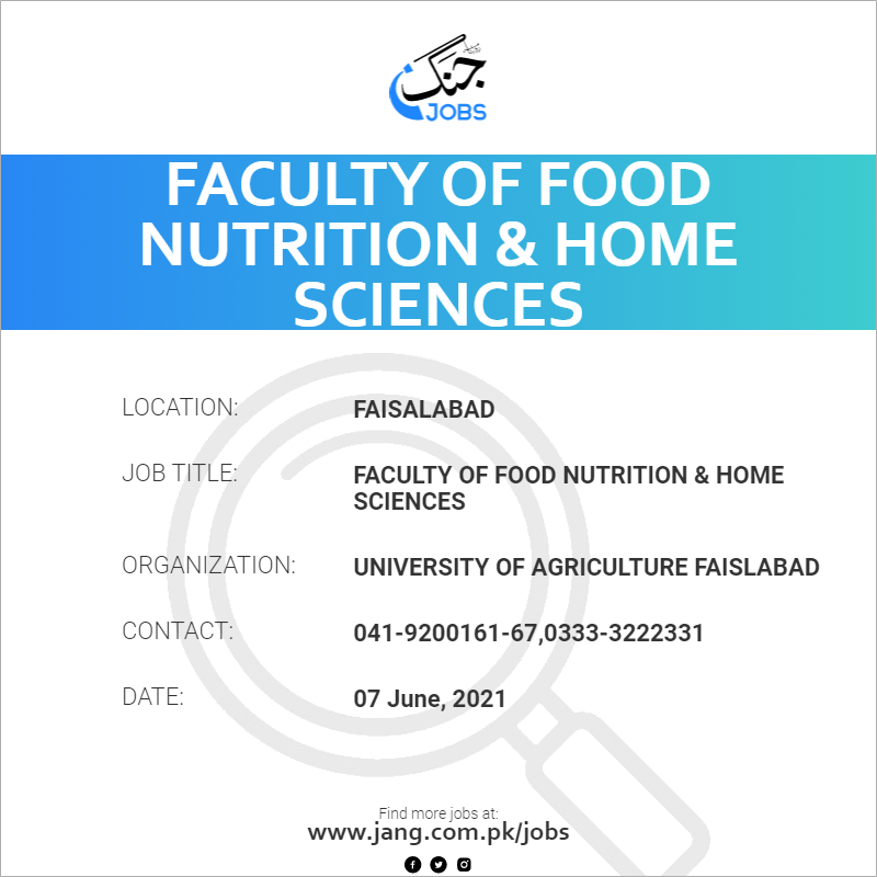 Faculty Of Food Nutrition & Home Sciences 