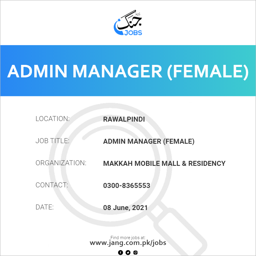 Admin Manager (Female)