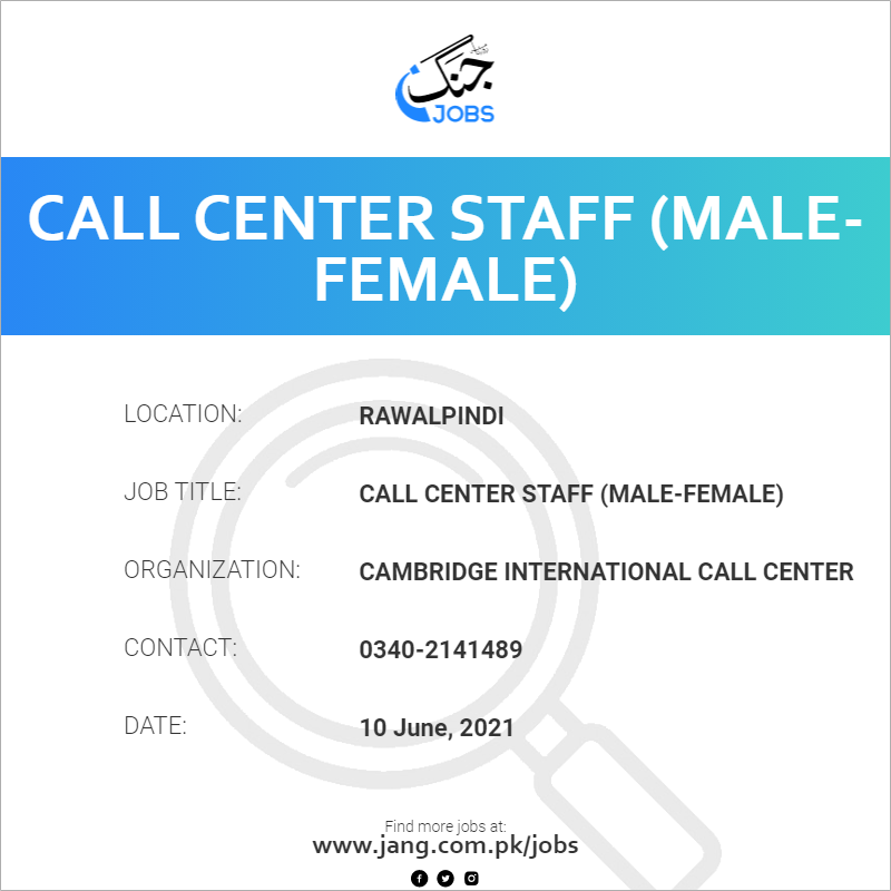 Call Center Staff (Male-Female)