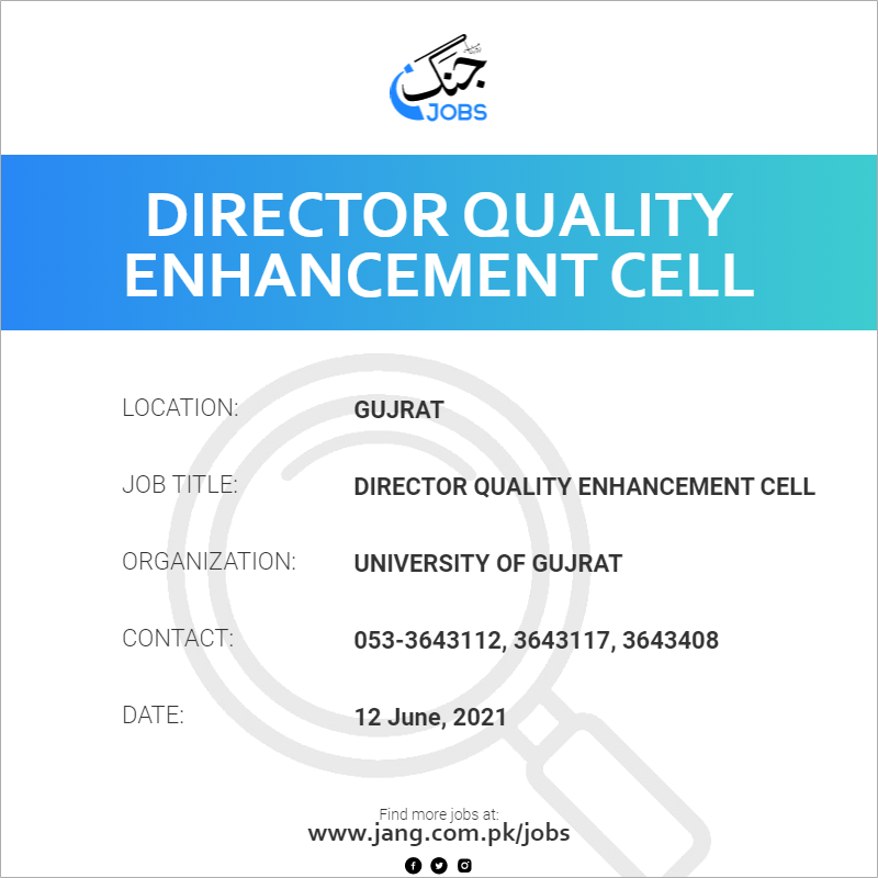 director-quality-enhancement-cell-job-university-of-gujrat-jobs-in