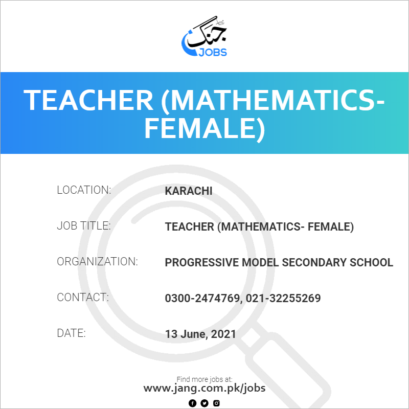 Teacher (Mathematics- Female)