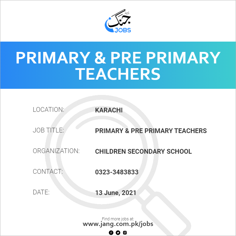 Primary & Pre Primary Teachers 