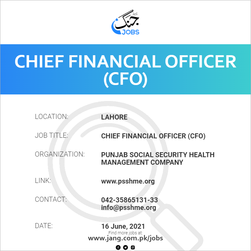 Chief Financial Officer (cfo) Job - Punjab Social Security ...