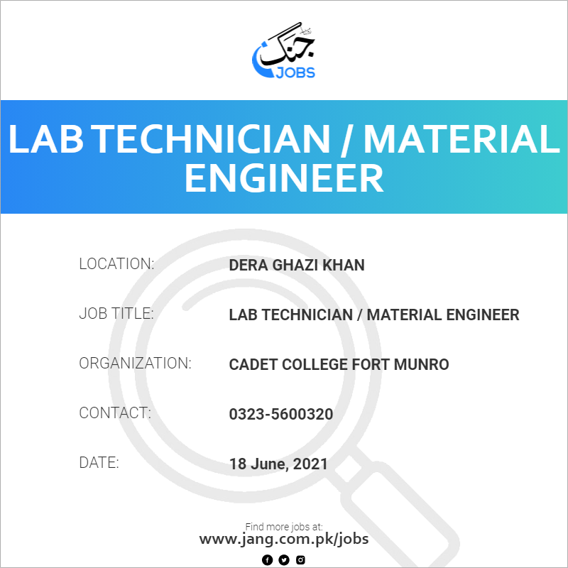 Lab Technician / Material Engineer